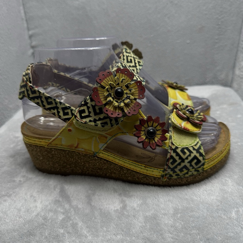 L'Artiste By Spring Step Radd Floral Cork Wedge Sandals Women's EU 36 US 5.5-6